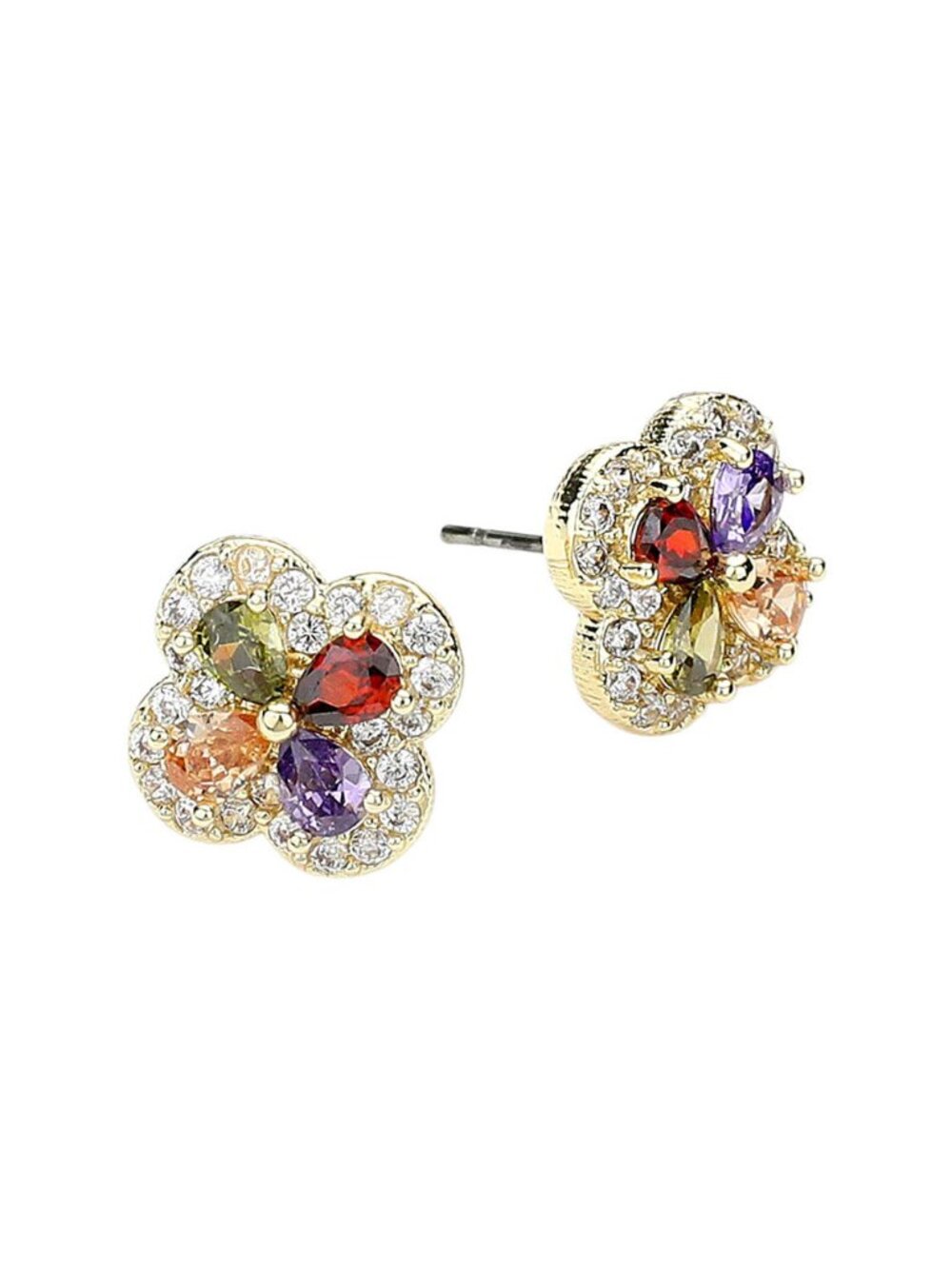 Tigerstars Colorful CZ Stone Embellished Stud Earrings